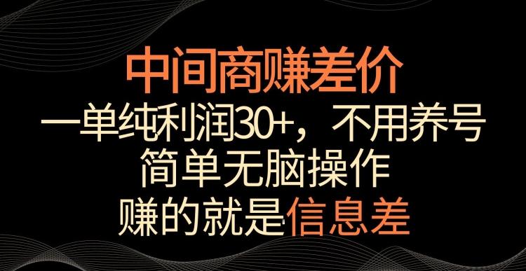 中间商赚差价，一单纯利润30+，简单无脑操作，赚的就是信息差，轻轻松松日入1000+【揭秘】-网创资源