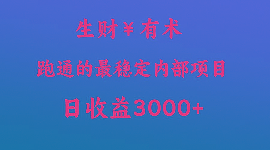 高手赚钱的秘密，生财有术跑通的最稳定内部项目，每天收益几千+，月入过N万，你不…-网创资源