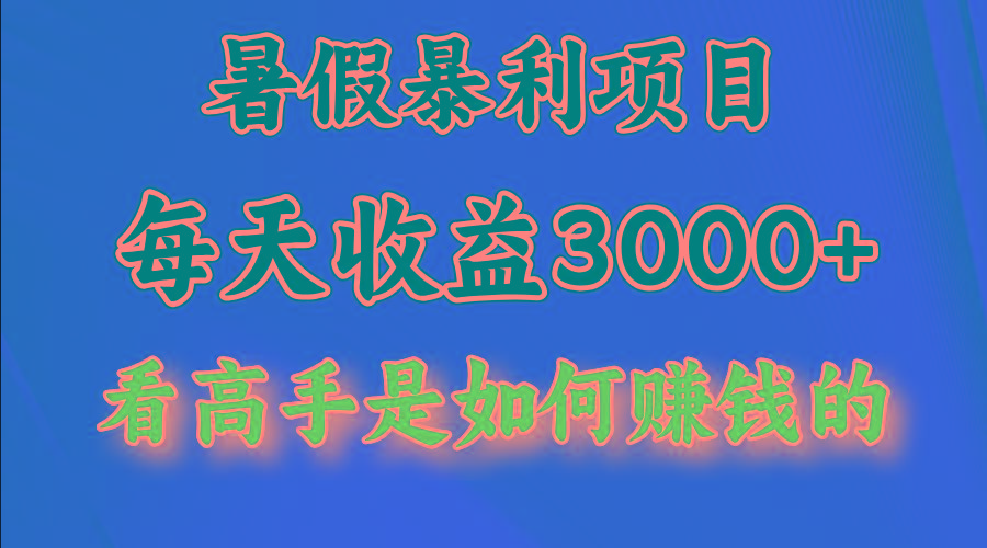 暑假暴力项目 1天收益3000+，视频号，快手，不露脸直播.次日结算-网创资源