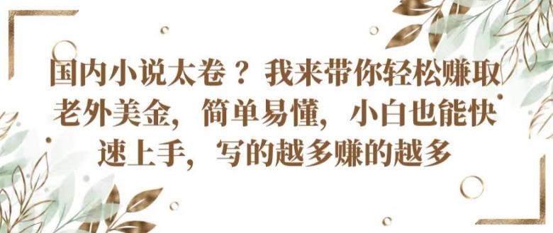 国内小说太卷 ?带你轻松赚取老外美金，简单易懂，小白也能快速上手，写的越多赚的越多【揭秘】-网创资源