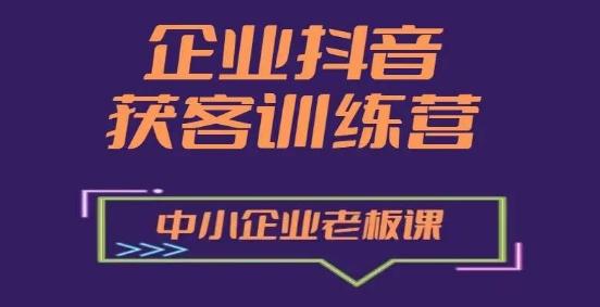 企业抖音营销获客增长训练营，中小企业老板必修课-网创资源