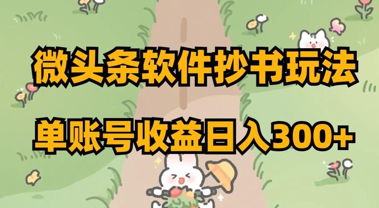 微头条软件抄书玩法，单账号收益日入300+【揭秘】-网创资源
