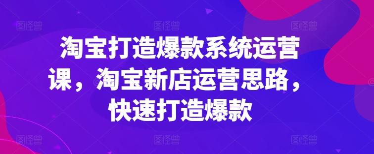 淘宝打造爆款系统运营课，淘宝新店运营思路，快速打造爆款-网创资源