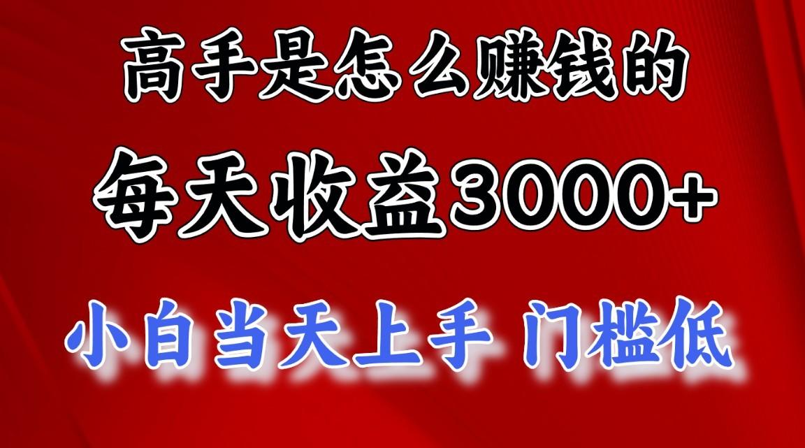 高手是怎么赚钱的，一天收益3000+，闷声发财项目，不是一般人能看懂的-网创资源