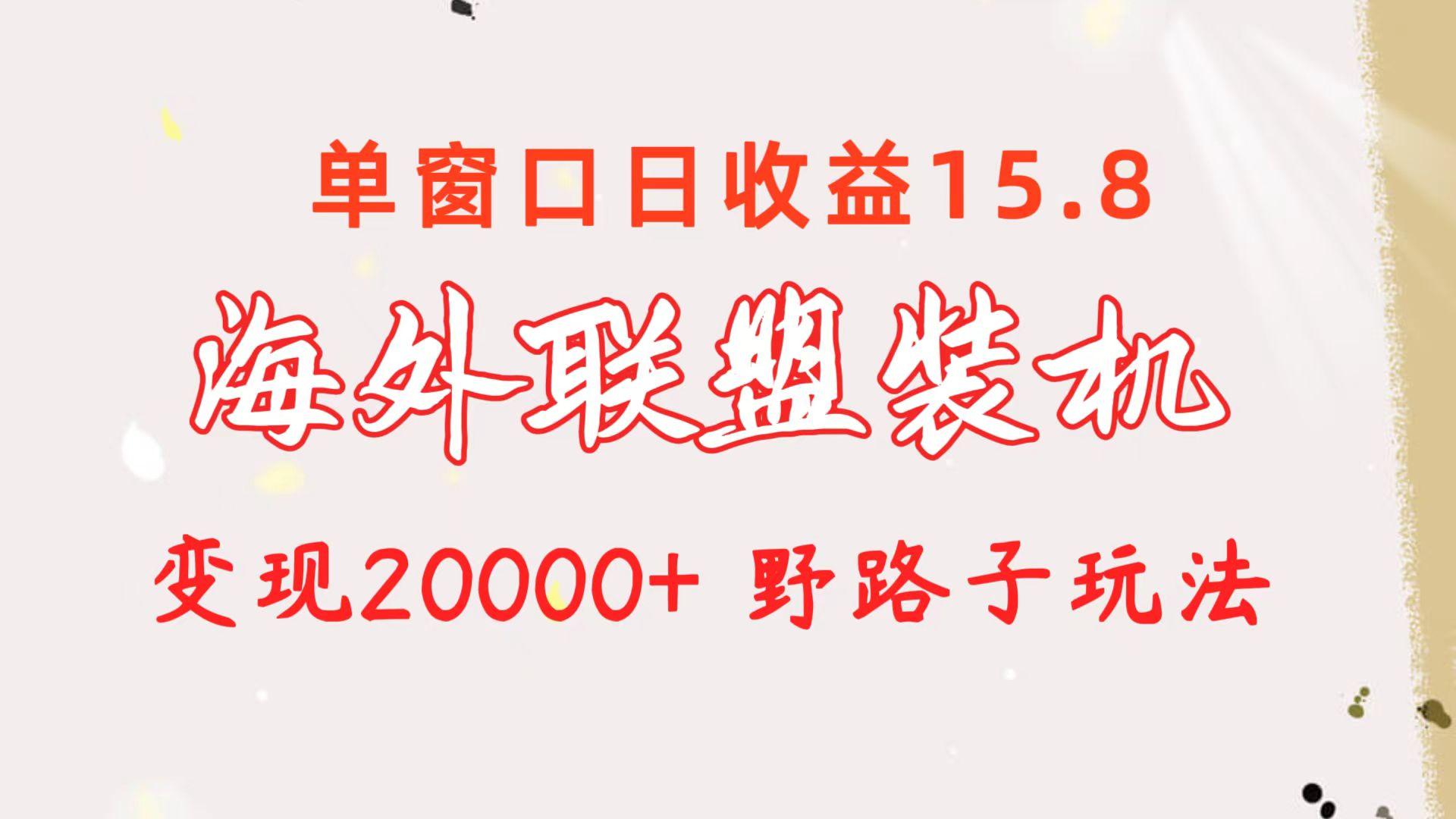 海外联盟装机 单窗口日收益15.8  变现20000+ 野路子玩法-网创资源