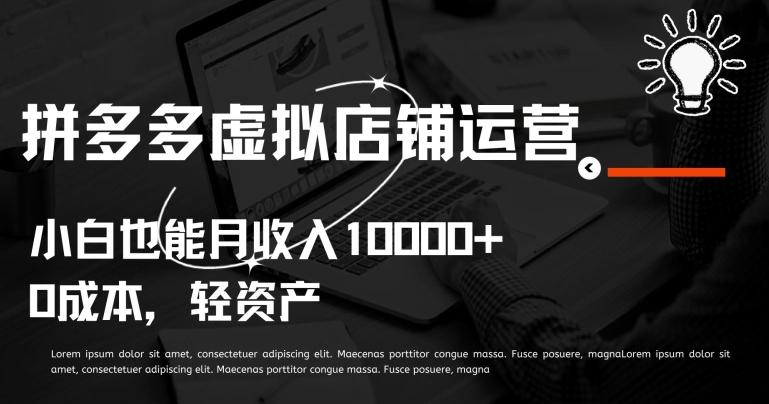 拼多多虚拟店铺运营小白也能月收入10000+【揭秘】-网创资源