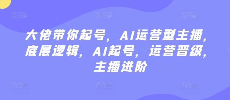 大佬带你起号，AI运营型主播，底层逻辑，AI起号，运营晋级，主播进阶-网创资源