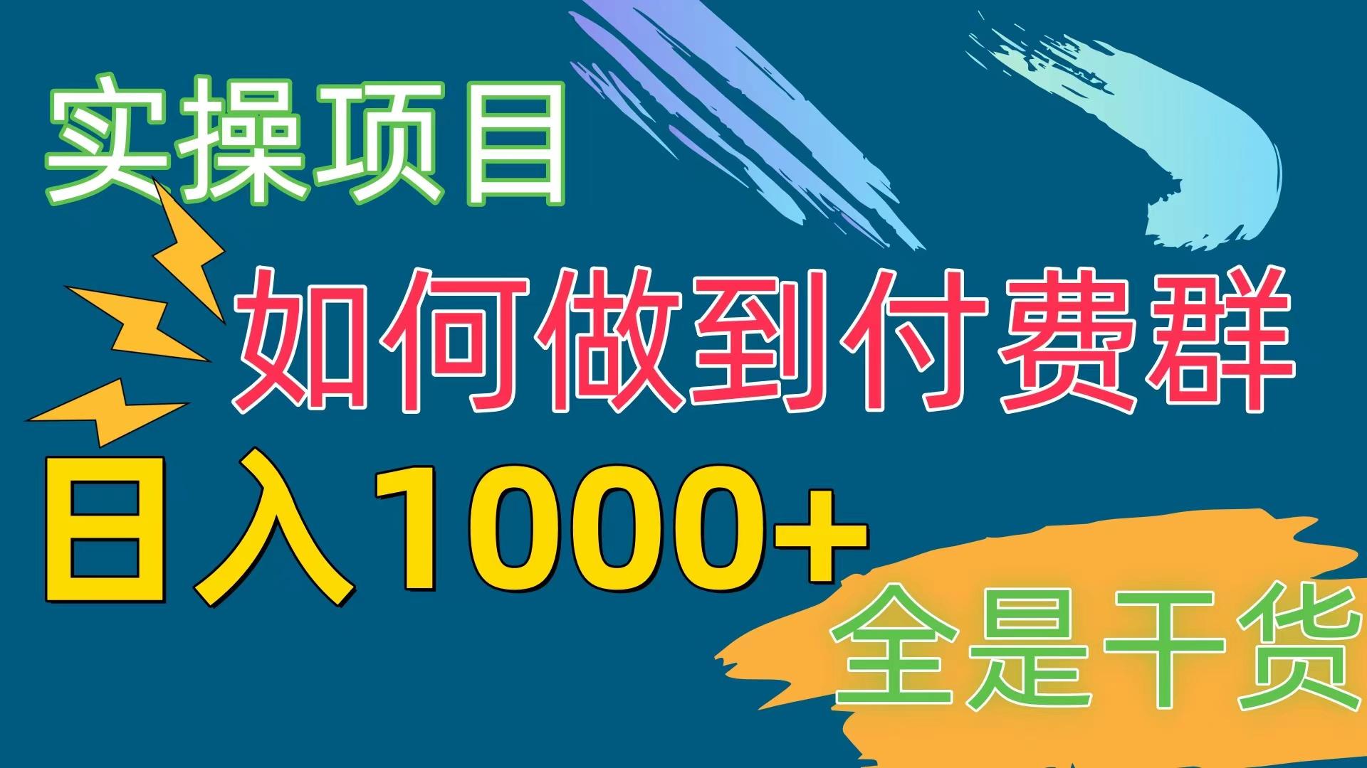 [实操项目]付费群赛道，日入1000+-网创资源