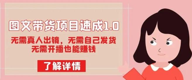 图文带货项目速成1.0：无需真人出镜，无需自己发货，无需开播也能赚钱！-网创资源