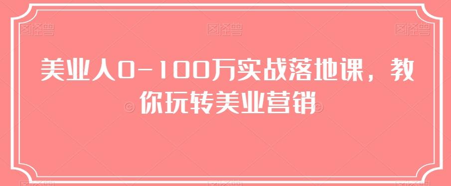 美业人0-100万实战落地课，教你玩转美业营销-网创资源