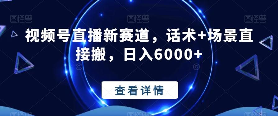 视频号直播新赛道，话术+场景直接搬，日入6000+-网创资源