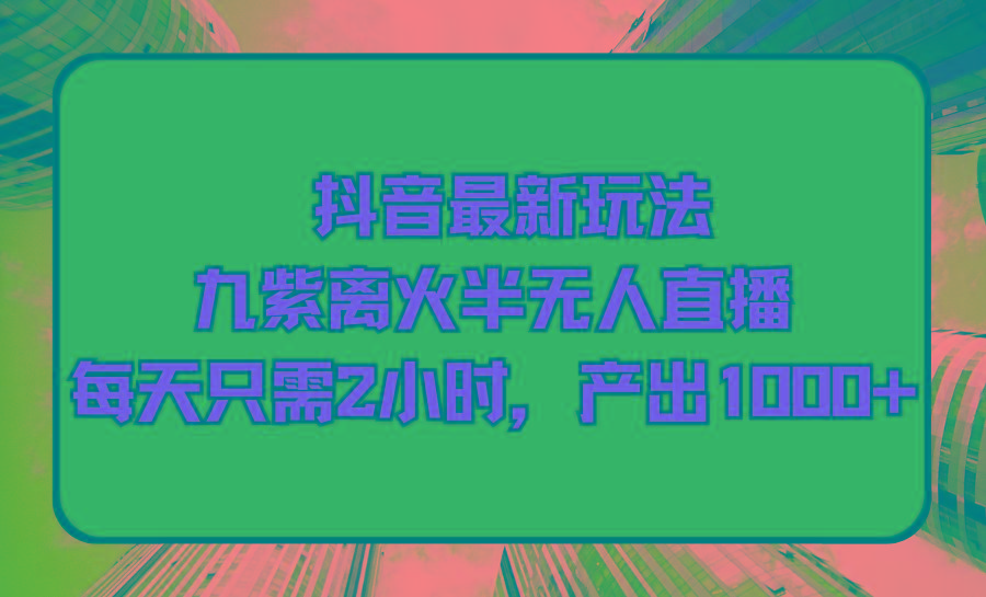 (9619期)抖音最新玩法，九紫离火半无人直播，每天只需2小时，产出1000+-网创资源