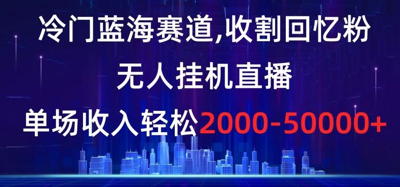 冷门蓝海赛道，收割回忆粉，无人挂机直播，单场收入轻松2000-5w+【揭秘】-网创资源