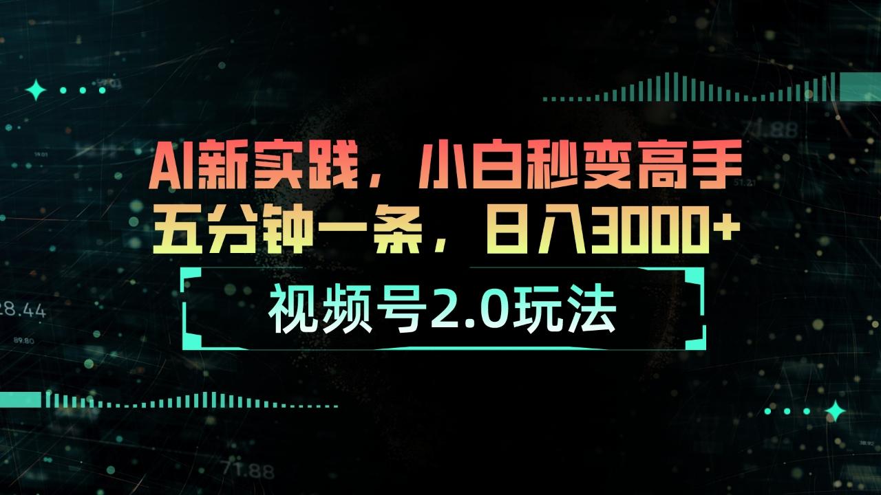 视频号2.0玩法 AI新实践，小白秒变高手五分钟一条，日入3000+-网创资源