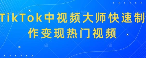 TikTok中视频大师快速制作变现热门视频-网创资源