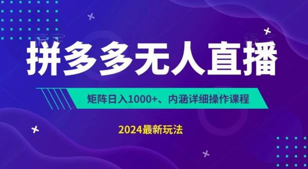 拼多多无人直播不封号，0投入，3天必起，无脑挂机，日入1k+【揭秘】-网创资源