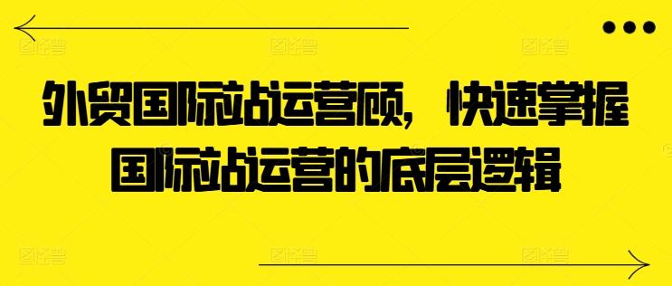 外贸国际站运营顾问，快速掌握国际站运营的底层逻辑-网创资源