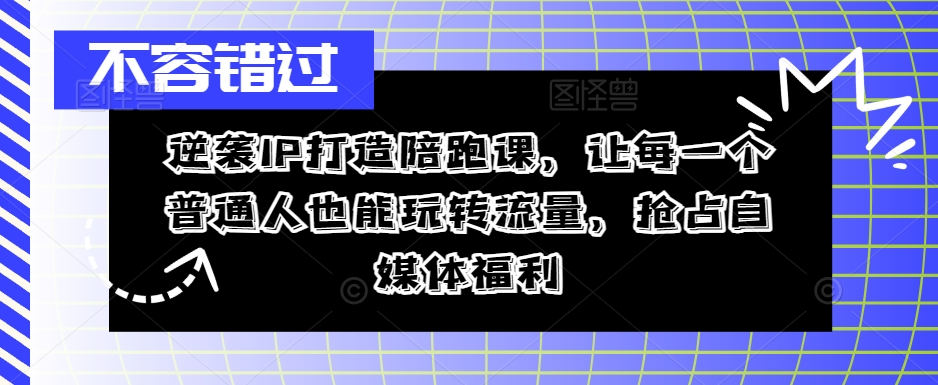 逆袭IP打造陪跑课，让每一个普通人也能玩转流量，抢占自媒体福利-网创资源