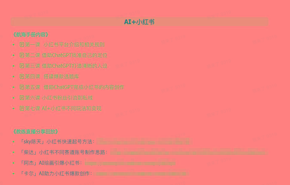 图片[2]-(9351期)AI破局手册+教练分享合集：AI提示词/AI+小红书 /AI+公众号/AI+绘画/AI编程-网创资源