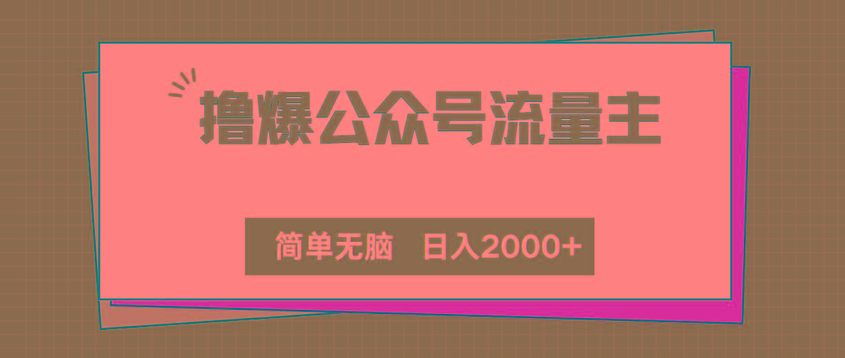撸爆公众号流量主，简单无脑，单日变现2000+-网创资源