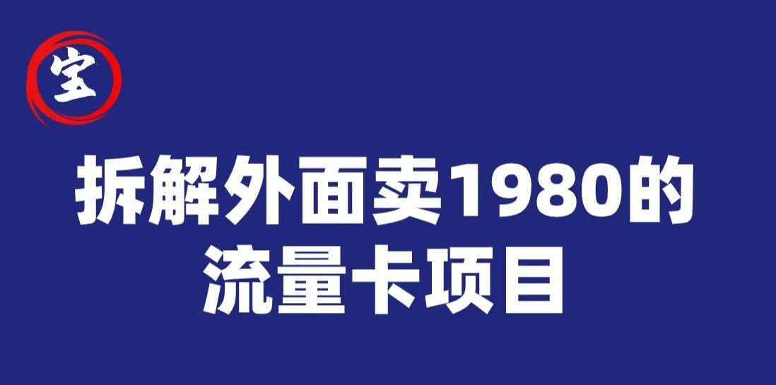 宝哥拆解外面卖1980手机流量卡项目，0成本无脑推广-网创资源