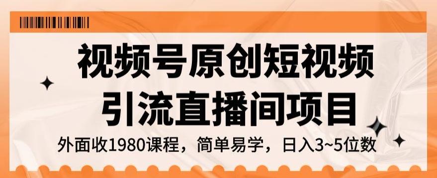 视频号原创短视频引流直播间项目，日入3~5五位数【揭秘】-网创资源