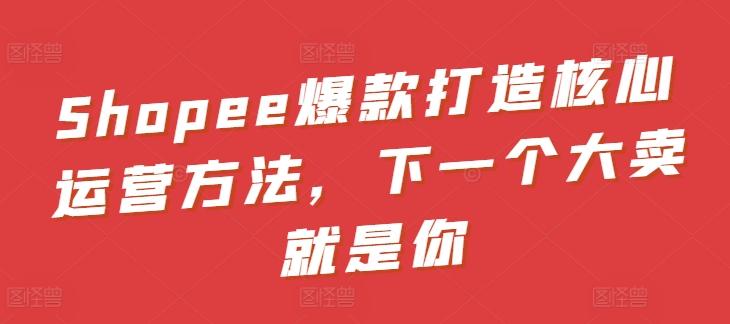 Shopee爆款打造核心运营方法，下一个大卖就是你-网创资源