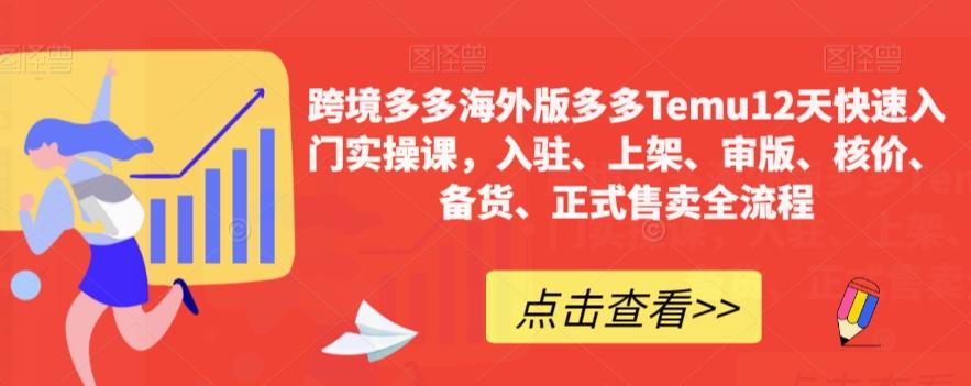 跨境多多海外版多多Temu12天快速入门实操课，入驻、上架、审版、核价、备货、正式售卖全流程-网创资源