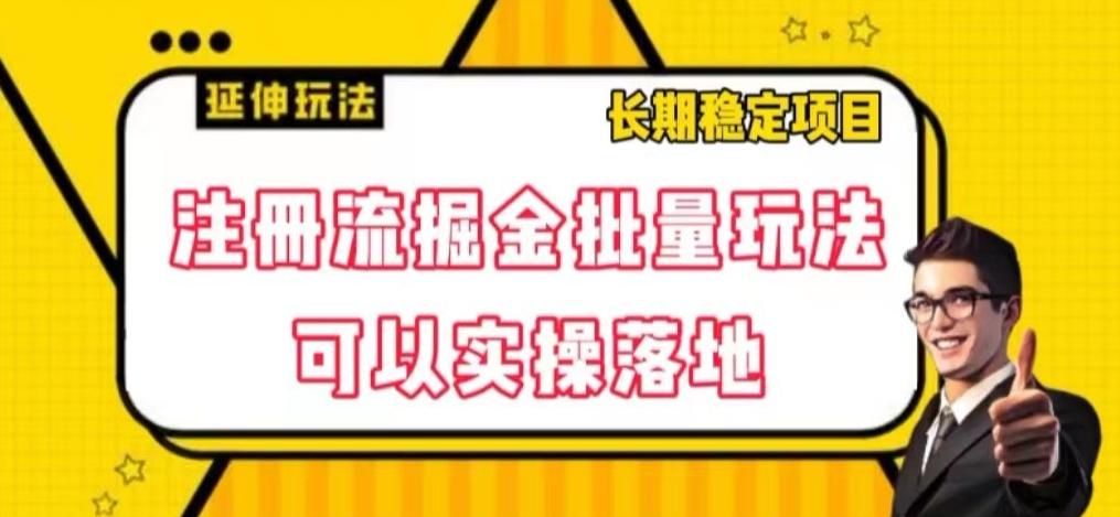 注册流掘金批量玩法，可以实操落地【揭秘】-网创资源