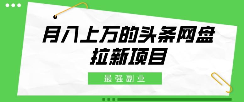 最强副业，月入上万的头条网盘拉新项目，小白新手轻松上手-网创资源