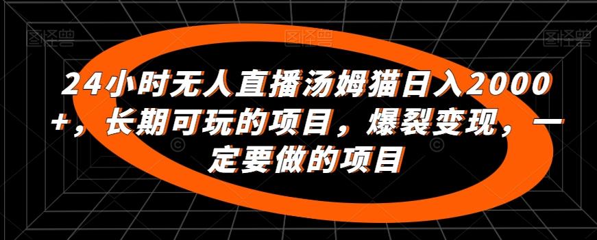 24小时无人直播汤姆猫日入2000+，长期可玩的项目，爆裂变现，一定要做的项目【揭秘】-网创资源