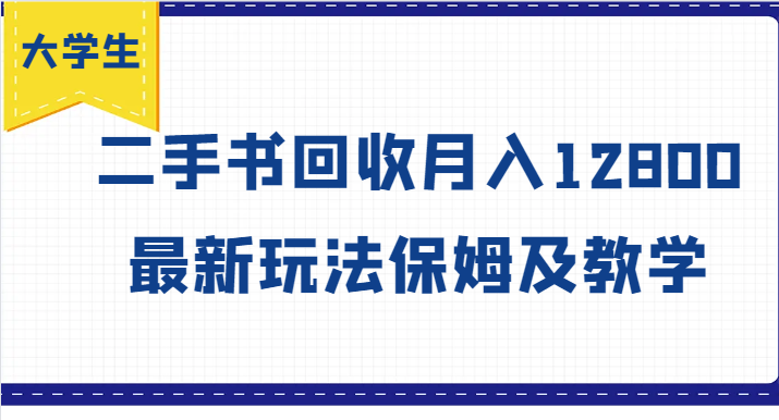 大学生创业风向标，二手书回收月入12800，最新玩法保姆及教学-网创资源