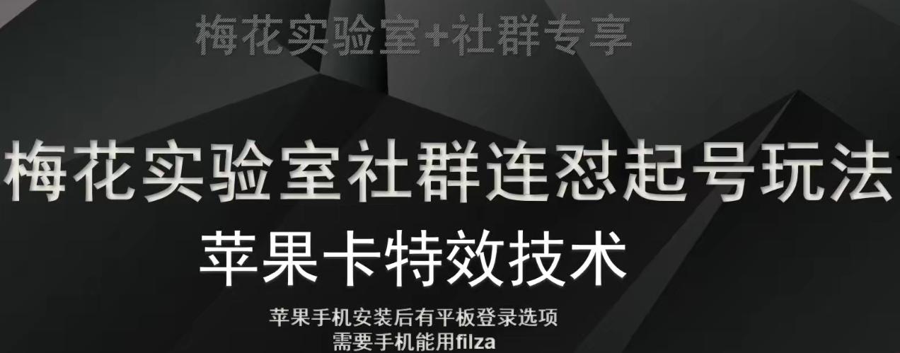 梅花实验室社群视频号连怼起号玩法，最新苹果卡特效技术-网创资源