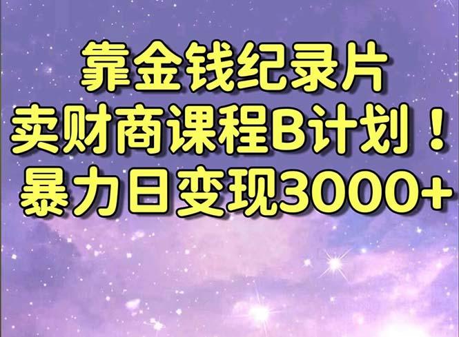 靠金钱纪录片卖财商课程B计划！暴力日变现3000+，喂饭式干货教程！-网创资源