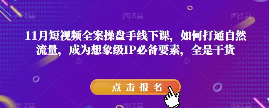 11月短视频全案操盘手线下课，如何打通自然流量，成为想象级IP必备要素，全是干货-网创资源