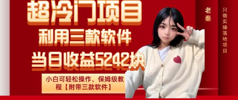 超冷门项目、利用三款软件、当日收益5242块、小白可轻松操作、保姆级教程【附带三款软件】-网创资源