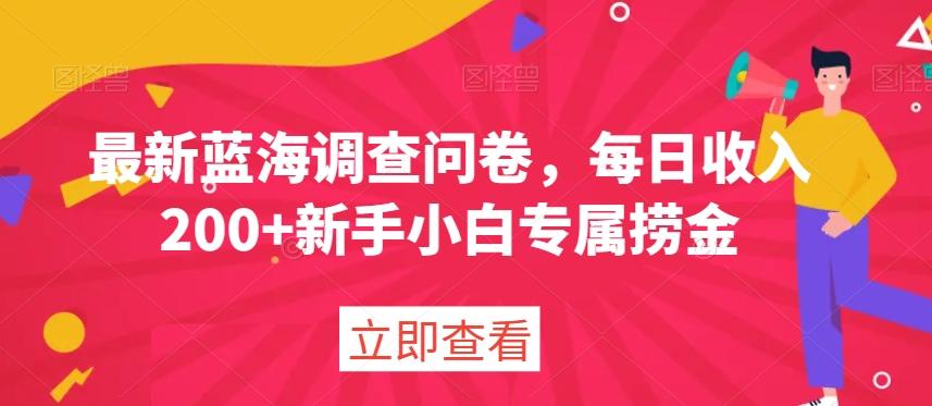 最新蓝海调查问卷，每日收入200+新手小白专属捞金-网创资源