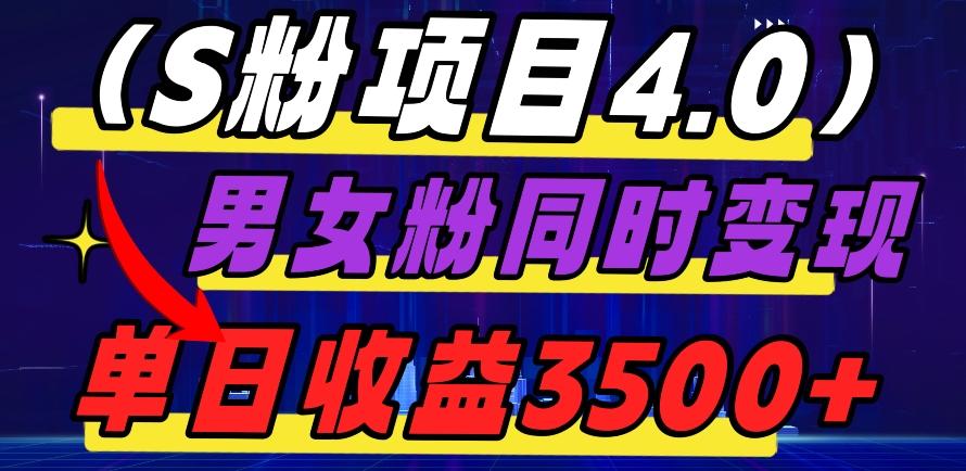 S粉项目4.0，男女粉通吃，男女粉同时变现，单日收益3500+-网创资源