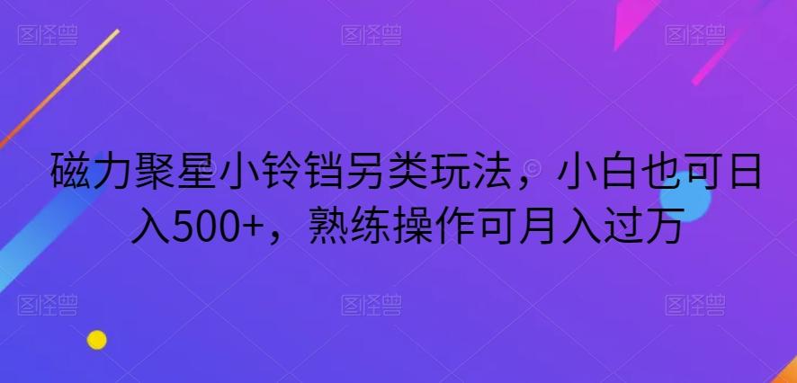 磁力聚星小铃铛另类玩法，小白也可日入500+，熟练操作可月入过万-网创资源