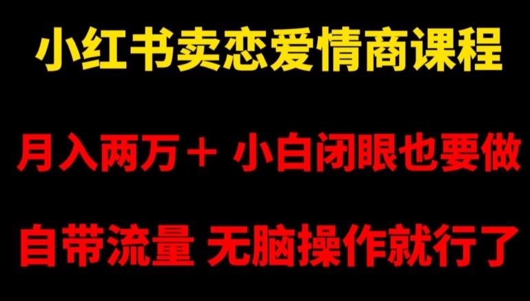 小红书卖恋爱情商课程，月入两万＋，小白闭眼也要做，自带流量，无脑操作就行了【揭秘】-网创资源