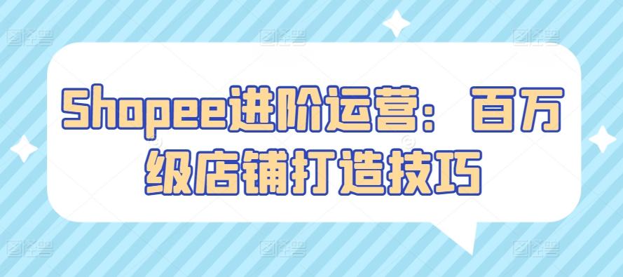 Shopee进阶运营：百万级店铺打造技巧-网创资源