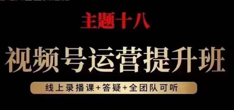 视频号运营提升班，从底层逻辑讲，2023年最佳流量红利！-网创资源