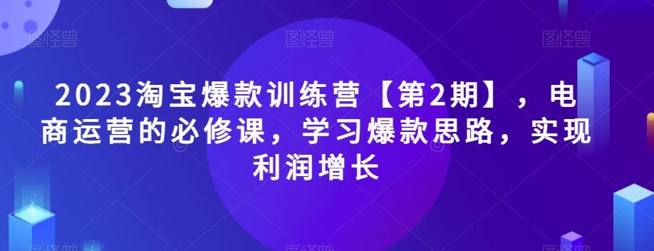 2023淘宝爆款训练营【第2期】，电商运营的必修课，学习爆款思路，实现利润增长-网创资源